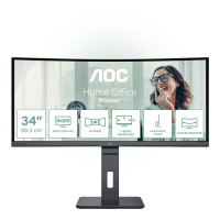 AOC 34” CU34P3CV QHD CURVED MONITOR 100HZ VA HIEGHT ADJ HUB