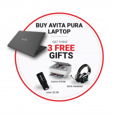 AVITA PURA 14" A6 4G 128G SSD W11H METALLIC BLACK BTS Bundle