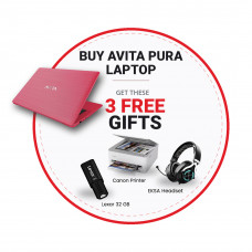 AVITA PURA 14" A6 4G 128G SSD W11H SUGAR RED  BTS Bundle
