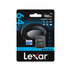 LEXAR 64GB Blue Plus microSDHC UHS I inc SD adapter 100MB/s