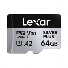 LEXAR 64GB High-Perform Silver+ microSDXC UHS-I inc adapter