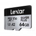 LEXAR 64GB High-Perform Silver+ microSDXC UHS-I inc adapter