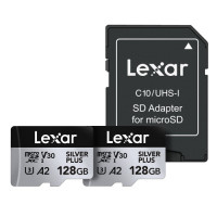 LEXAR 2X128GB High-Perform Silver+ microSDXC UHS-I inc adapt