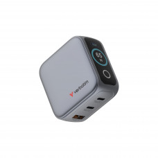 VERBATIM 65W 3-PORT MINI GAN CHARGER  WITH TFT TOUCH DISPLAY