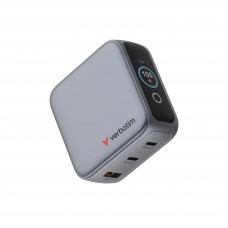 VERBATIM 100W 3-PORT MINI GAN CHARGER WITH TFT TOUCH DISPLAY