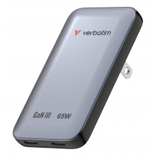 VERBATIM SLIM GaN WALL CHARGER 65W US/EU/UK GREY VERBATIM SLIM GaN WALL CHARGER 65W US/EU/UK GREY