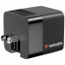 VERBATIM GaN CHARGER 65W 2 PORT RETRACTABLE CABLE UK/EU