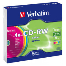CD-RW DataLifePlus,80 min, 1-4x,Slim Jewel Case,Colour 5pk