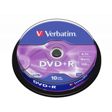 DVD+R, 16x, Branded, Silver Non Print Surface 10pk