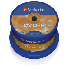DVD-R, 16x, Branded, Silver Non Print Surface 50pk