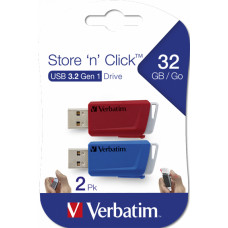 VERBATIM STORE 'N' CLICK USB 3.2 GEN 1 DRIVE 2 X 32GB RED/ B